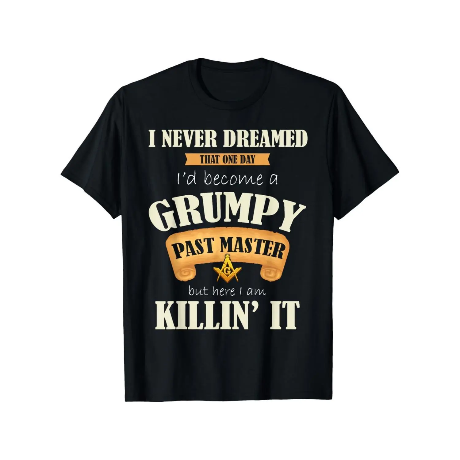 Grumpy Past Master Masonic Gift - Men's Black Cotton T-Shirt with Freemason Graphic, Comfortable & Versatile, Ideal for Spring/Summer, Athletic Style, Round Neck, Machine Washable