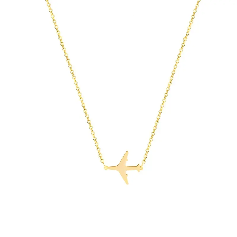 Airplane Charm Necklace for Women - Elegant Gold-Tone Pendant, Modern Style Accessories, Thoughtful Jewelry Gift for Birthday or Valentine's Day, Accessories For Women, Gifts For Women