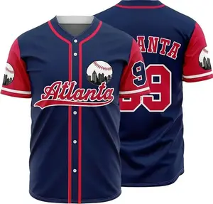 Full Print Atlanta #99 Baseball Baseball Jersey Jersey, Vintage Casual Unisex Jersey Shirt for Men & Women, Baseball Jersey for Men and Women, Baseball Jersey Style