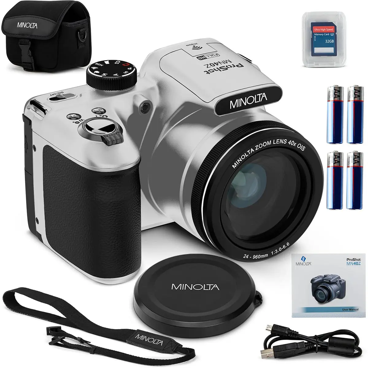 Minolta MN40Z ProShot 20 MP / 1080P FHD Bridge Camera with 40x Optical Zoom