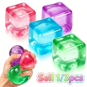 1 or 3 Packs Stress Cube Set - Squishy Stress Balls, Fidget Toys for Adults & Kids, Ice Cube Design, Blue Colors, Relaxing Sensory Play, Squishy Fidgets