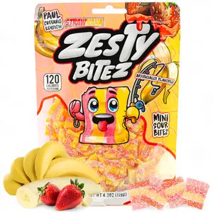 Zesty Bitez Strawberry Banana Candy 1 Pack Mini Sour Bites