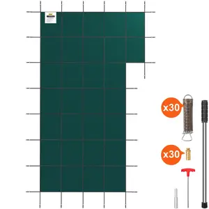【DealsForYouDays】VEVOR Inground Pool Safety Cover,  , 20 ft x 38 ft Rectangular Winter Pool Cover with Right Step, Triple Stitched, High Strength Mesh PP Material, Good Rain Permeability, Installation Hardware Included
