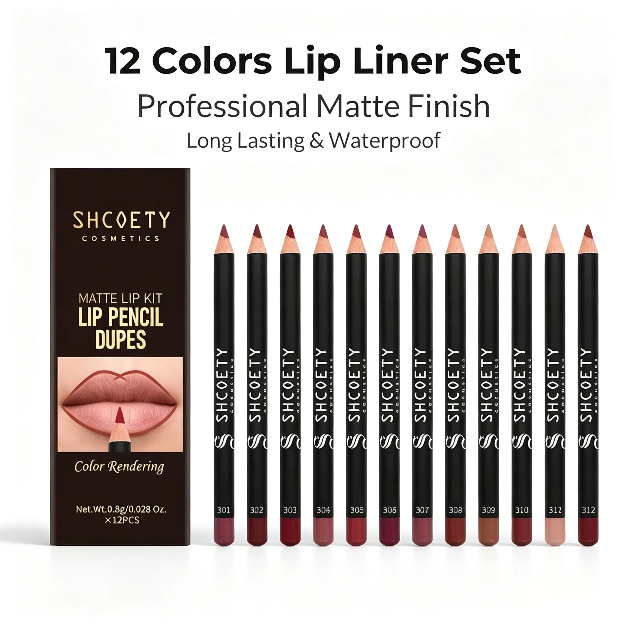 12pcs Nude Lip Liner Set Long-Lasting Waterproof Sexy Lip Plumpers Brown Lip Liner for Perfect Makeup Application
