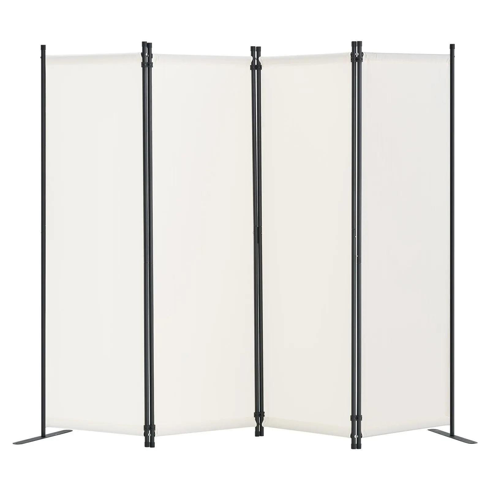 【Summerfinds】VEVOR 4-Panel Polyester Waterproof Privacy Screen, Foldable Freestanding Fabric Room Divider with Snap Connectors, Metal Bases, 89.8x17.7x67.9in Easy-Assemble Space-Saving Design for Privacy Protection, Bedroom, Various Room Types