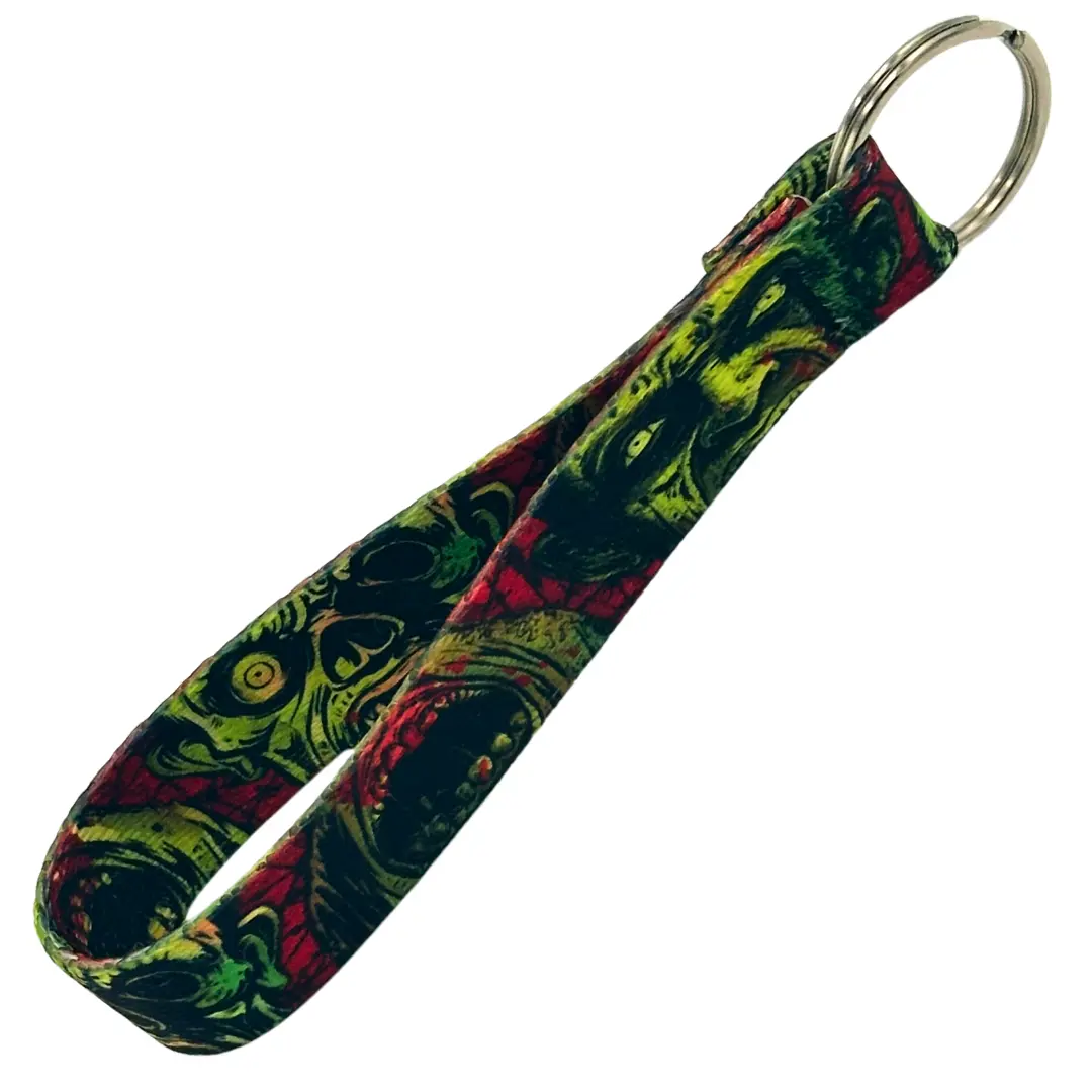 Northwest Straps Keychain Lanyard for Women, Spooky Chic Zombie Print Fabric Key Fob - Durable Halloween Aesthetic for Purse & Car Keys, Keychain For Car Keys