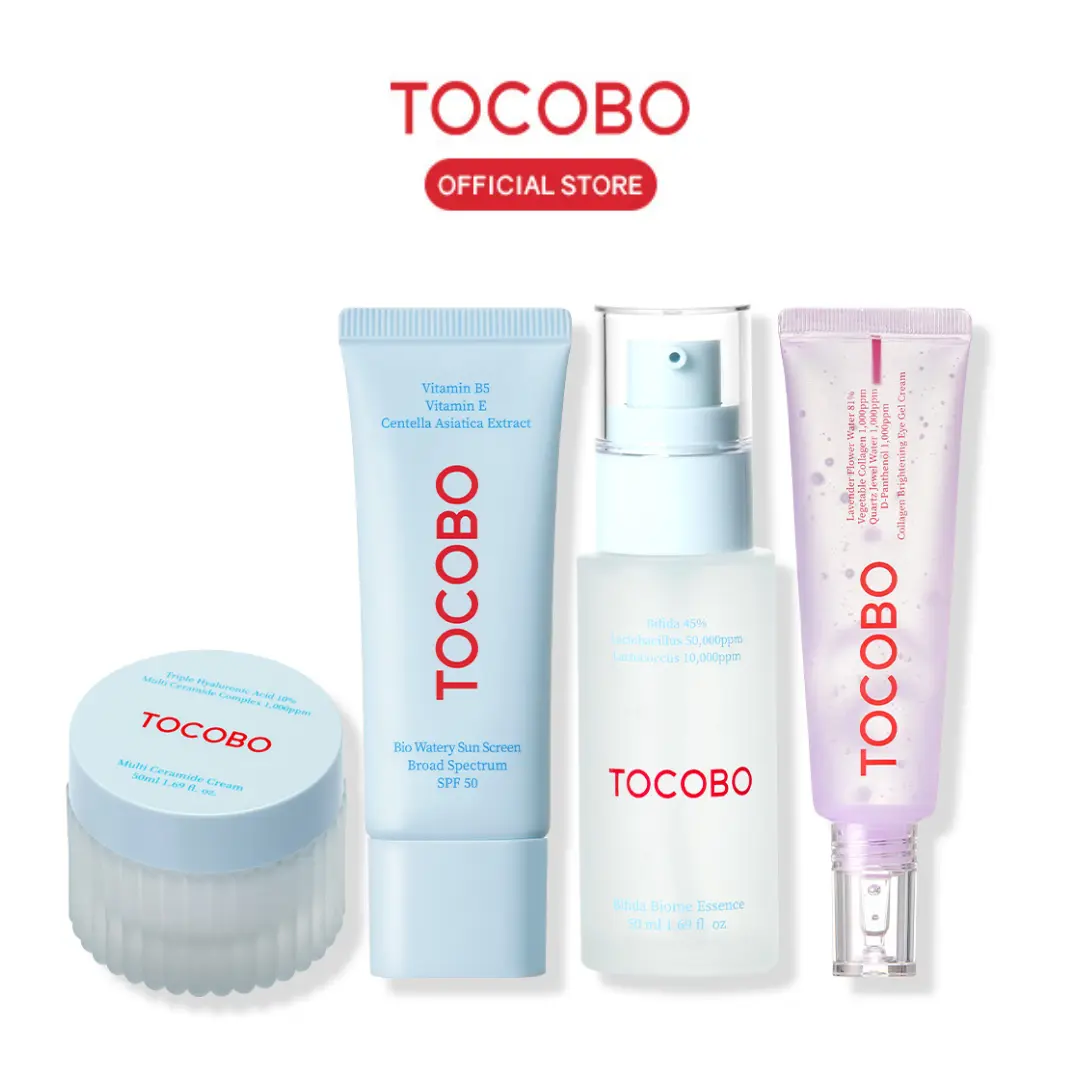[TOCOBO Official]  Glass Skin Power Routine Set (essence, cream, eye care, sun care)  Lightweight Moisture Skincare Daily
