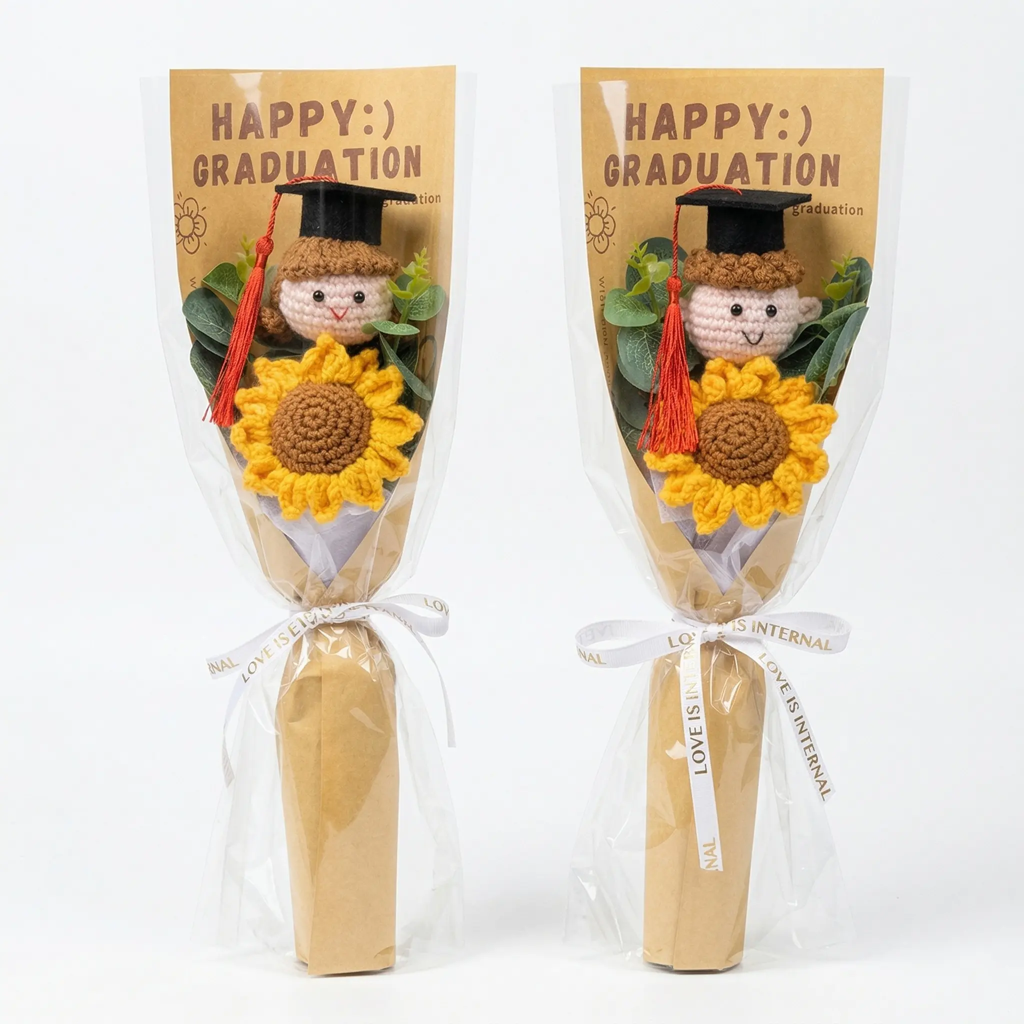 Handmade Crochet Sunflower Bouquet Forever Flower Gift, Cute Knitted Sunflower Bouquet for Birthday, Friendship, Graduation, Desk Decor