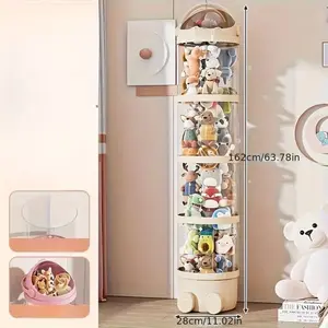 Doll storage bucket, transparent storage tube for plush toys and dolls, storage basket for organizing children's stuffed toys, zipper style, Home Organizer Storage