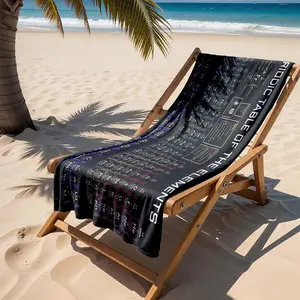 1 piece Luminescent Periodic Table and Element Classification Diagram themed beach towel - Super soft flannel blanket, suitable for beds and sofas, all-season use, modern design, digitally printed pattern, 100% polyester material, machine washable