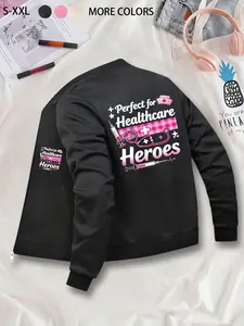 Healthcare Heroes Medical Theme Graphic Jacket - Unisex Casual Jacket, Sports Jacket, Women's Trendy Casual Style, Suitable for Autumn and Winter Fashion