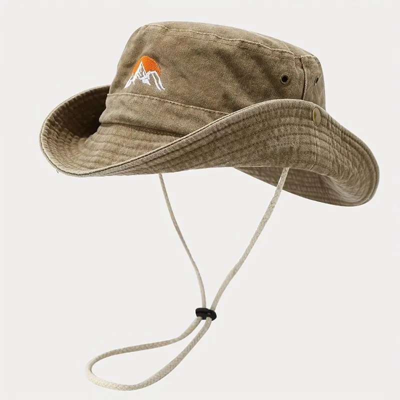 BIGWIG Unisex Western-Style Camping Hat, Versatile Outdoor Bucket Hat & Sunshade, Quick-Drying, Breathable, Ultralight, and Portable, The Ideal Choice for Spring and Summer Hiking & Fishing, Unisex embroidered bucket hat