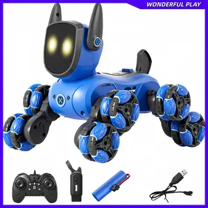 WONDERFUL PLAY: Remote Control Robot Dog with 2.4GHz Wireless, 8WD Stunt RC Car, USB Rechargeable, Music and Lights, Durable ABS Material, Ideal Birthday Gift for Kids Aged 6-12, Interactive Toy with Lively Design，Christmas Birthday Gift for Kid