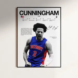 Cade Cunningham Poster, NBA Wall Print, Basketball  NBA Poster Print, Sports Decor, Detroit Pistons Poster, NBA Gift