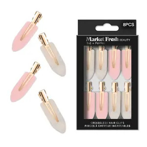 Market Fresh Beauty Creaseless Hair Clips, 8-Pack - No-Crease, Non-Slip Hair Styling Clips for All Hair Types, Sectioning, and Makeup Application