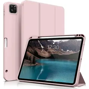 iPad Pro 11 Inch Case 4th/3rd/2nd Generation 2022/2021/2020 Magnetic Attachment 2nd Pencil For iPad Pro 11 Inch with Right Side Pencil Holder Soft Slim PU Cover Auto Wake/Sleep (Pink)