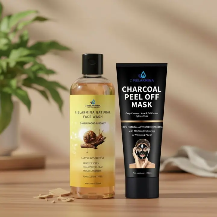 Men's 2-Piece Skincare Set - Plant-Based Sandalwood Anti-Wrinkle Mask, Gentle Charcoal Face Wash for Facial Skin Care Products, Soft Skin Results, Liquid