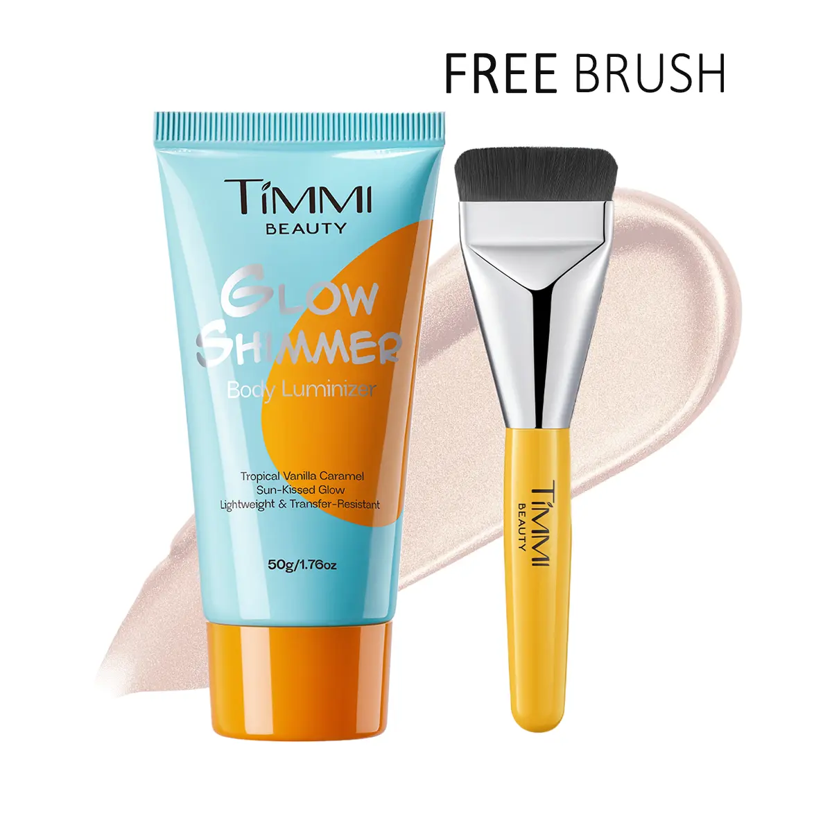 Glow Shimmer Body Luminizer, Sun-Kissed Glow, Tropical Vanilla Caramel, Lightweight & Transfer-Resistant, Vegan Body Shimmer Makeup