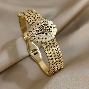 Ring  necklace  watch  scarf Vintage  Stainless Steel Bracelet  Hollow Water Droplet Leaf Design