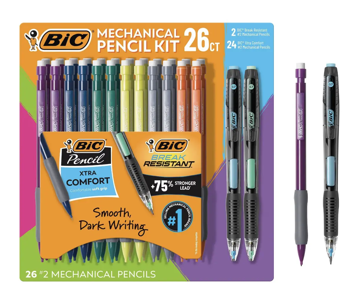 BIC Mechanical Pencil Kit, 0.7mm #2 Pencils, 26 Count