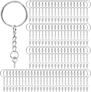 Rings for Crafts,  360 count Keychains for  Include Key Rings with Chain, Jump Rings, Screw Eye Pins for DIY  Making