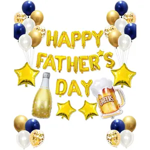 50-Piece Father’s Day Balloon Set for Party Decoration; Father’s Day Banner Letter Set for Photo Booth Backdrops and Other Party Supplies