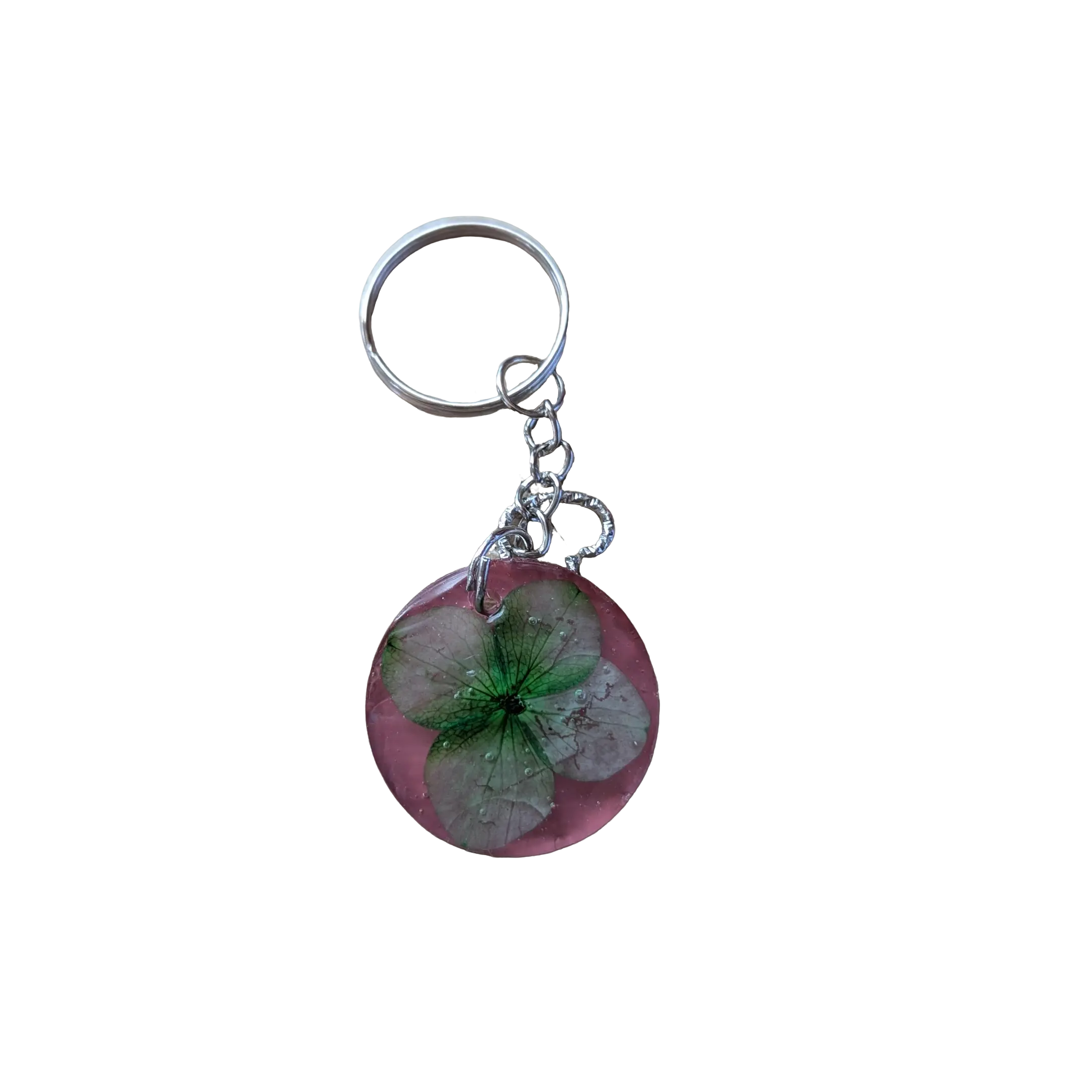 Custom Resin Keychain with Embedded Green Leaf Design Durable Material Personalized Accessory Perfect Gift for Friends and Family
