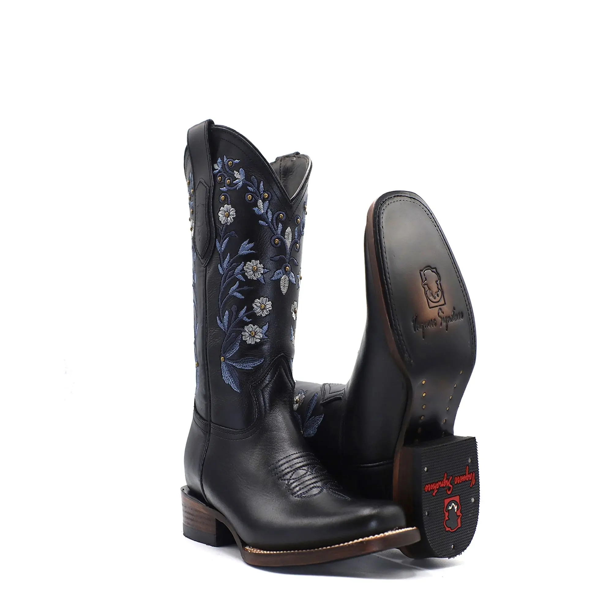2451153101 - Vaquero Signature, Women's Rodeo Square Toe Boots Flor Entera Black