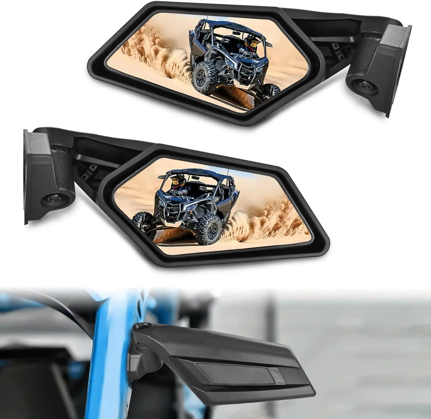 Nilight 2-Piece Foldable Aluminum Bracket Racing Side Mirrors - Factory Hole Fit, OEM Matched, High Impact ABS, Street Legal Replacement, Car Exterior Accessory, Compatible with 2016-2023 Can-Am Maverick X3 Turbo/DS MR RS Turbo R/X3 Max/1000, Vehicle
