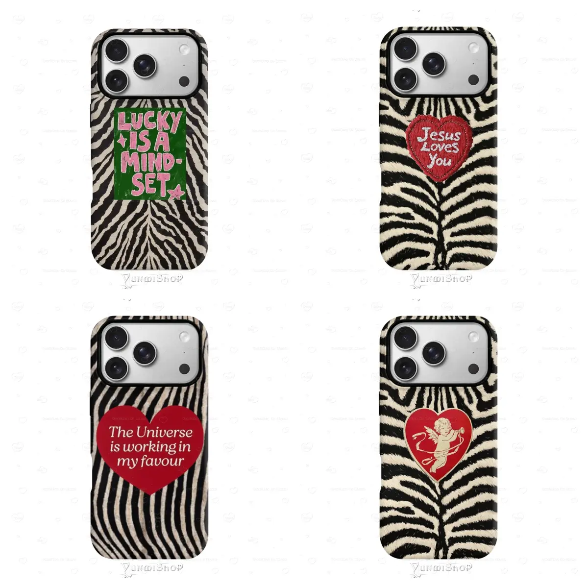 Lucky Girl Syndrome Zebra Case | "Mindset is Everything" Aesthetic | The Universe Favours You Manifestation Cover | for iPhone 17/16/15/14/13/12/11ProMax Plus for Samsung phones, suitable for both men and women, Perfect Gift for Women Men.A gift