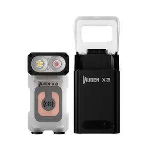 WUBEN X3 Mini Rechargeable Flashlight with Charging Base 180 Degree EDC Keychain Flashlight Twist Ip65 Waterproof Magnet Pocket Flashlight 10 Mode Type-C Lanyard for Camping, Outdoor,Inspection, Gift