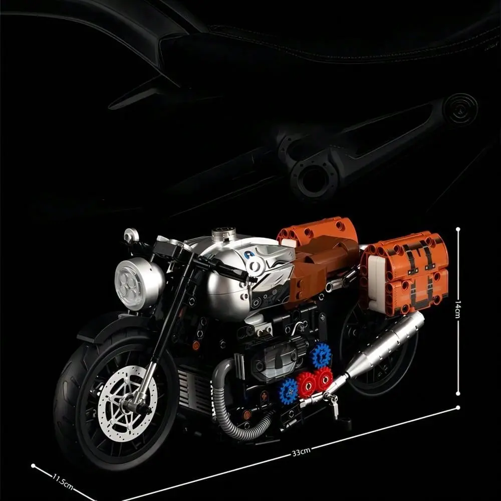 Premium 1:8 Scale Latte Motorcycle Building Set 925 PCS - Realistic Café Racer Bike Model Kit, Collectible Stem Assembly Blocks, Creative Gift for Adults & Teens