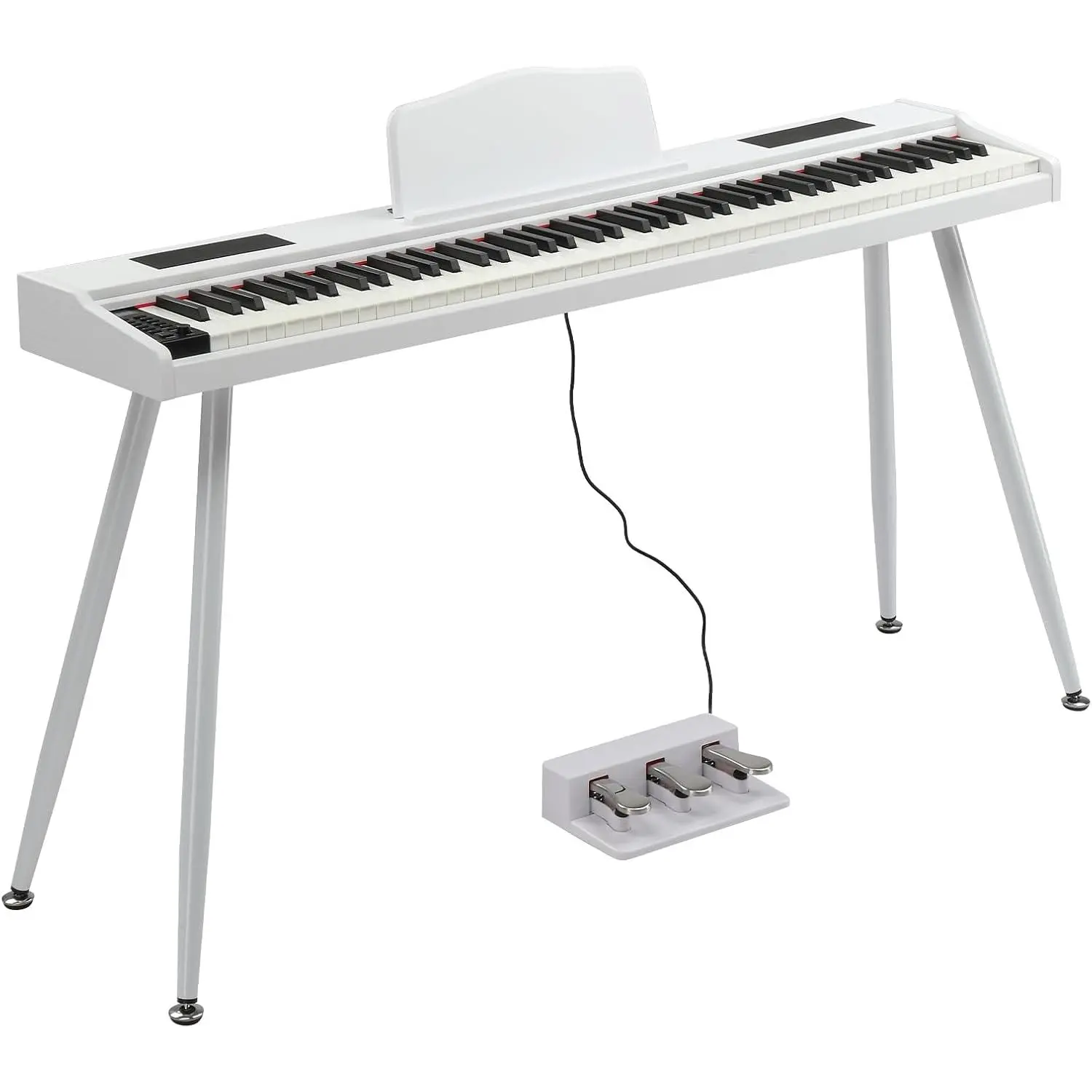 GLARRY 88-Key Semi-Weighted Portable Digital Piano Keyboard Kit, with Stand, Triple Pedals, Power Supply, 2 Speakers, Bluetooth, 3.5mm Headphone Jack, 128 Rhythm for Beginners