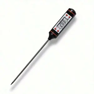 1-Piece Digital Food Thermometer With Stainless Steel Probe - Dual Display For Accurate Cooking Temperature, Ideal For Grilling, Baking, Grilling - Large Easy-To-Read Screen Including AA Battery, Digital Food Thermometer