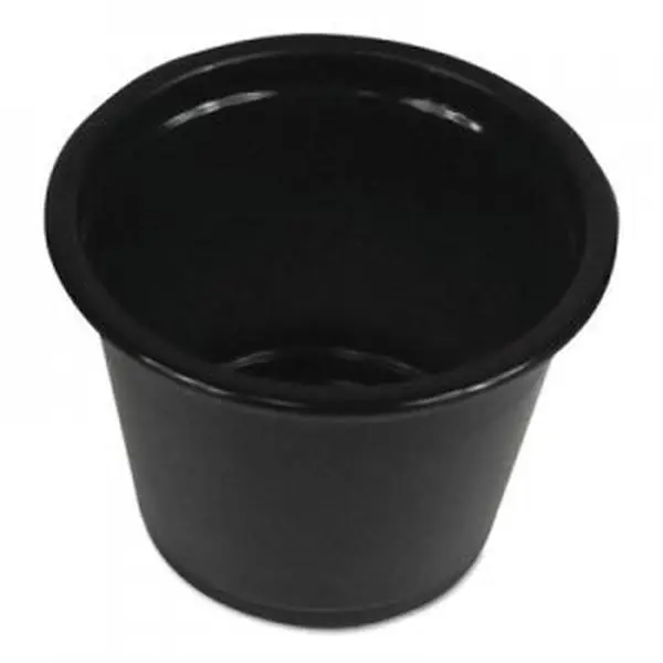 BWK Disposable Plastic Souffle & Portion Cups, 1 oz, Black, for Drink Serving