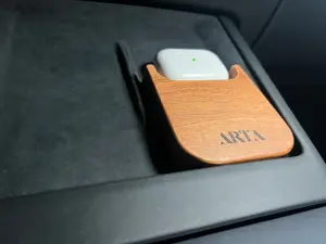 Arta Wireless Headphone Holder for AirPods Pro & Pixel Bud Pro - Durable Hardwood Mahogany, Designed for Optimal Charging Spot, Tesla Compatible