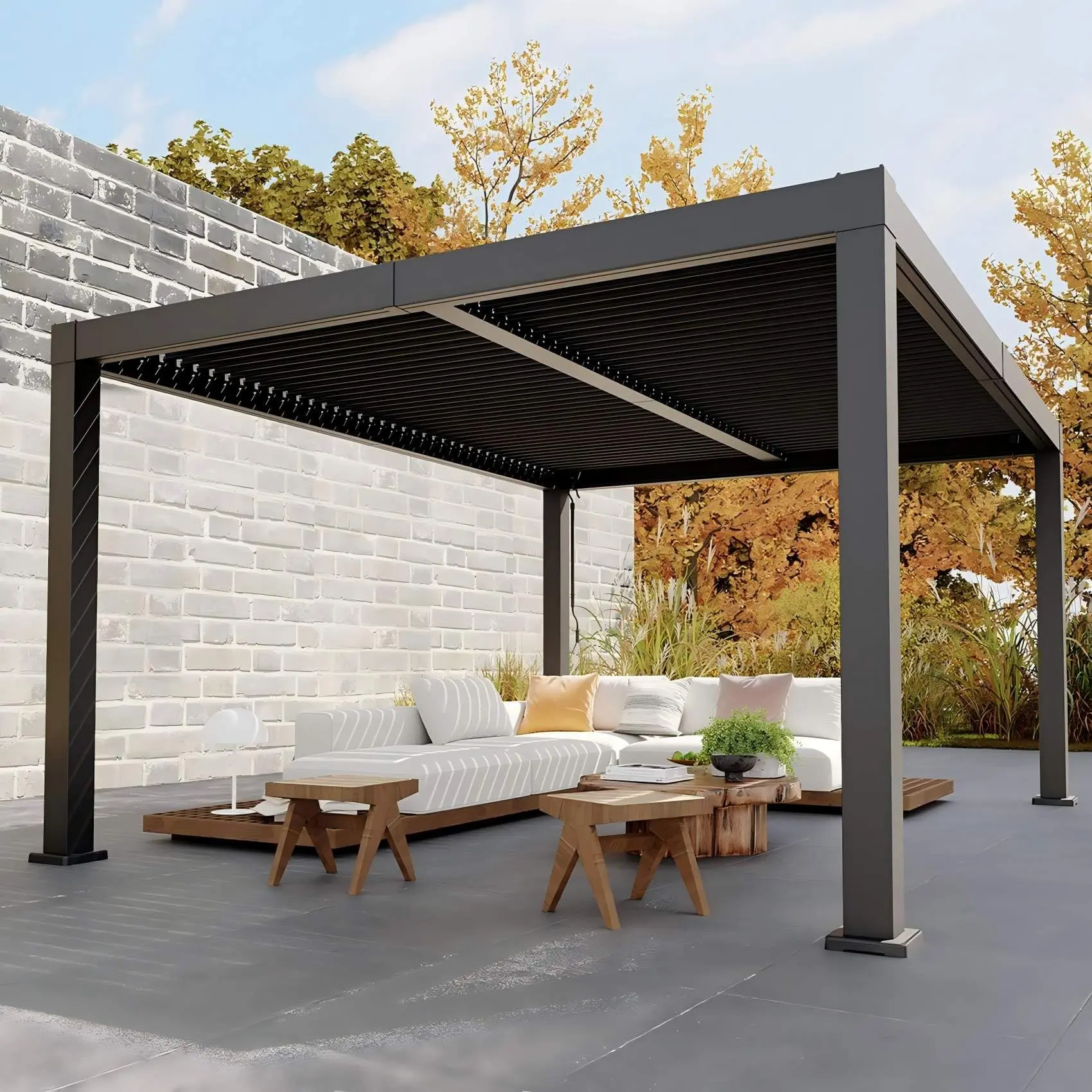 Gaomon 10x12 ft Gray All-Aluminum Louvered Pergola - Heavy-Duty Hardtop Gazebo with Adjustable Roof, Drainage System, Rustproof Sun-Rain Shade, Assembly Required for Patio, Backyard, Deck