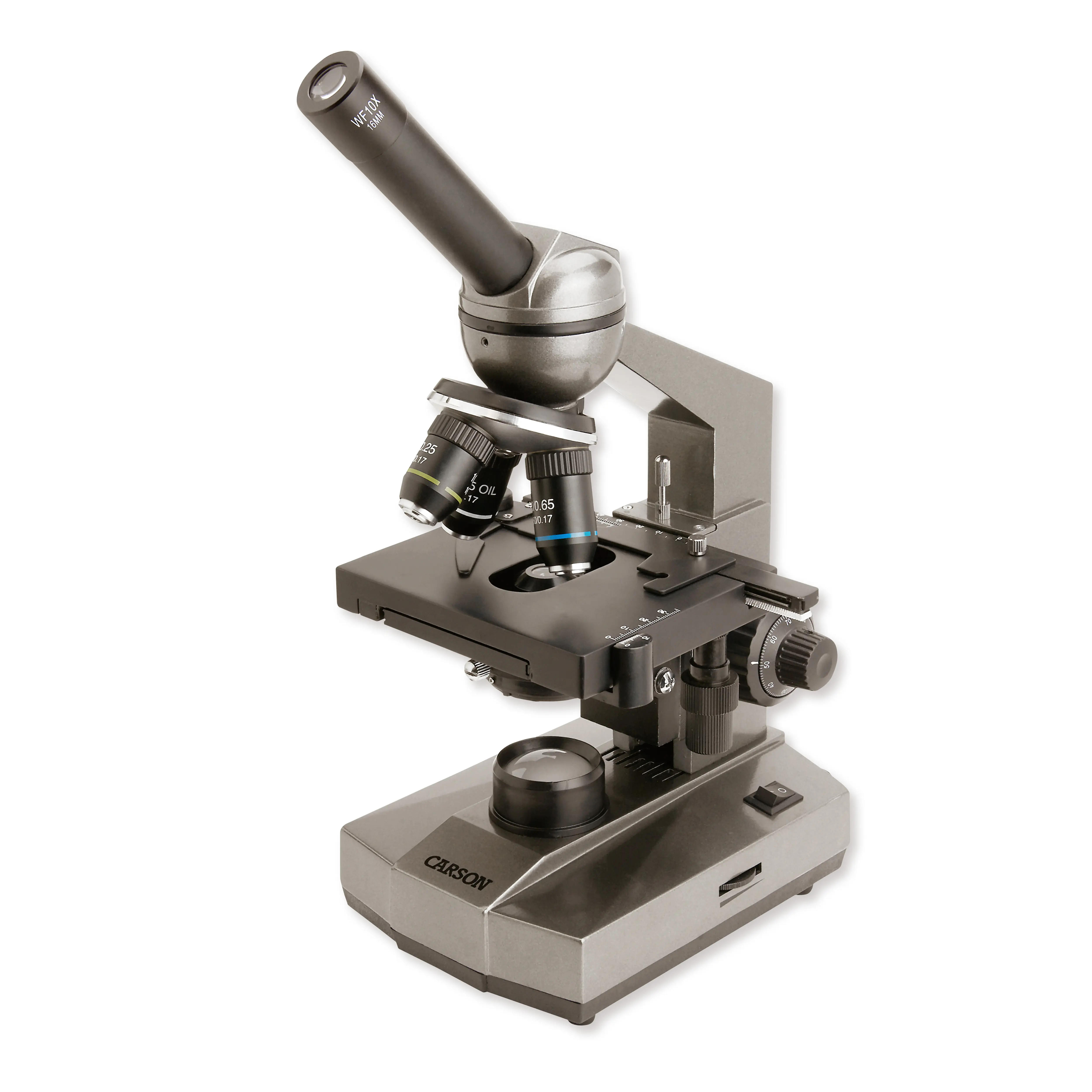 Carson Intermediate Biological Microscope 100x-1000x with LED Illumination and Blue Filter, Educational and Research Tool for Biology (MS-100)