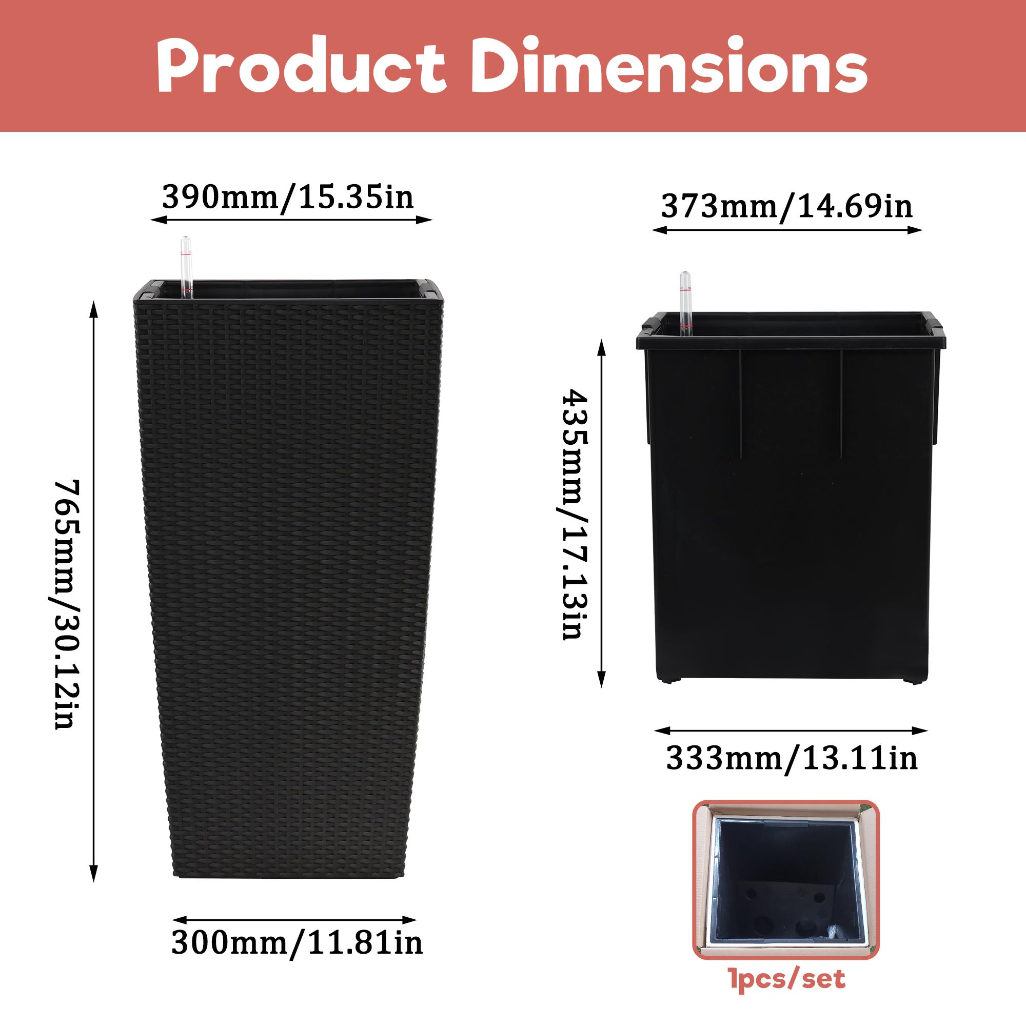 30" Tall Large Flower Pots Planter with Self-Watering Drainage Holes & Inner Trays | Indoor Outdoor Plant Pot with Water Level Monitor, Inner Bucket | Self-Watering Planter for Garden, Patio, Porch, Backyard 30" Tall Large Flower Pots Planter with Self-Watering Drainage Holes & Inner Trays | Indoor Outdoor Plant Pot with Water Level Monitor, Inner Bucket | Self-Watering Planter for Garden, Patio, Porch, Backyard