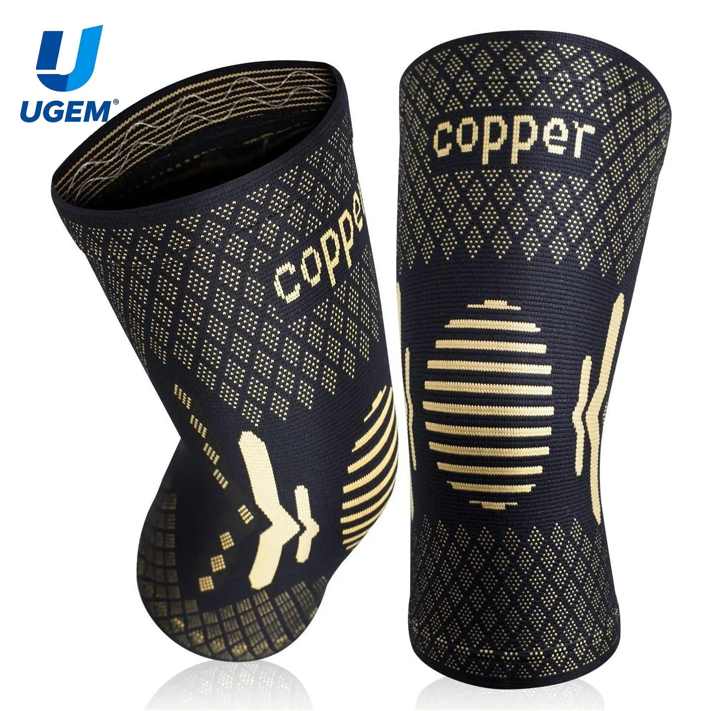UGEM Copper Knee Braces for Knee Pain Women & Men 2 Pack Compression Sleeve Best Support for Arthritis Pain Meniscus Tear Running Weightlifting Working Out ACL MCL Knee Pain Relief summerwins