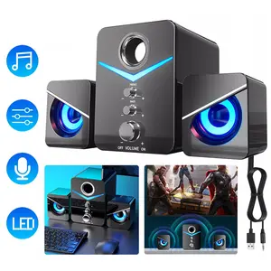 USB Computer Speakers System Stereo Bass Subwoofer LED for Desktop Laptop PC NEW