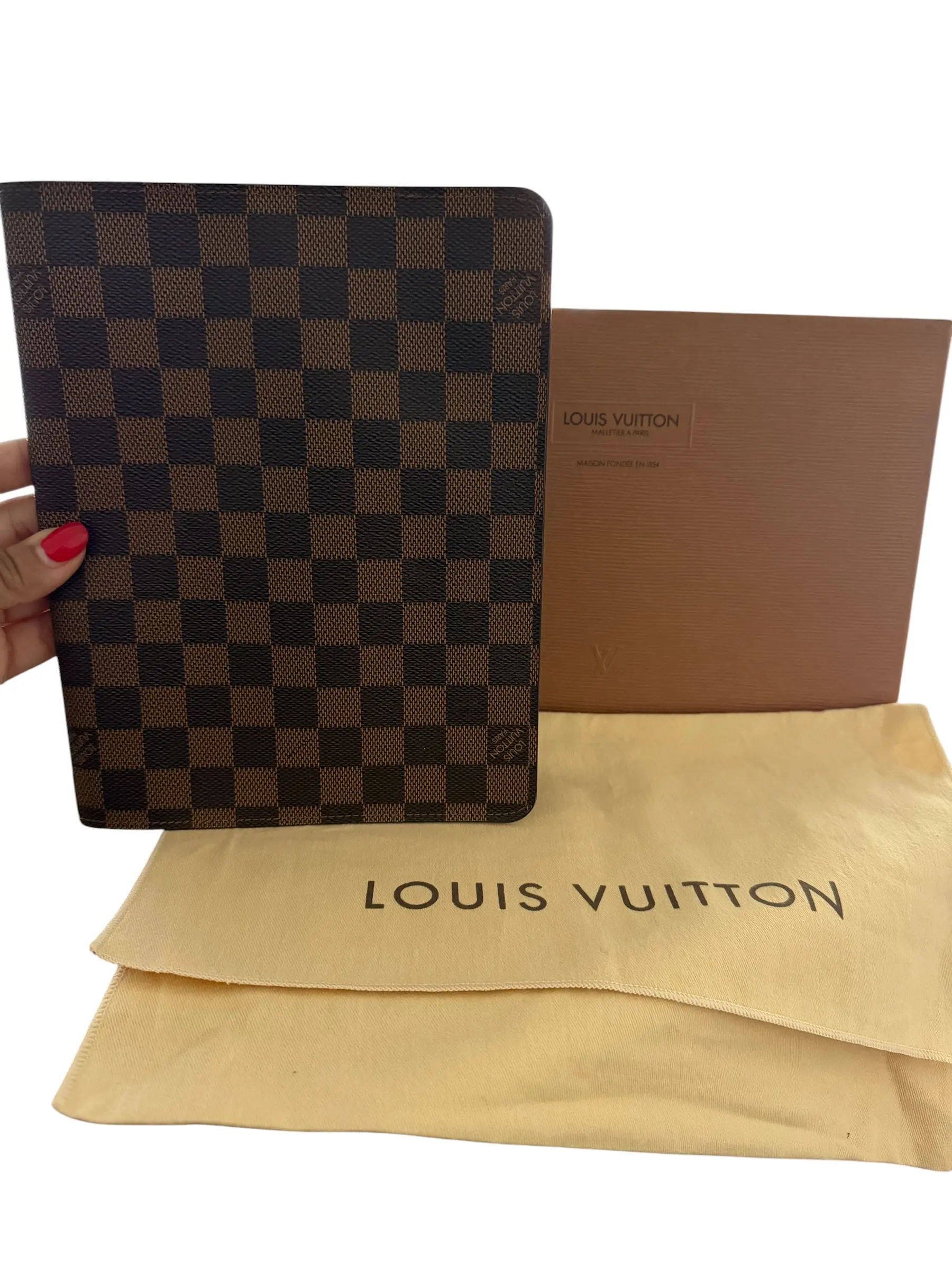 Pre-owned Louis Vuitton Canvas Agenda Damier Ebene Desk Full Set Perfect For Daily Use