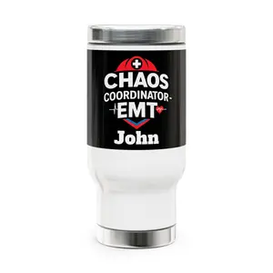 Personalized EMT Travel Mug - Chaos Coordinator Gift, Stainless Steel Coffee Cup, Doctors, Nurses, Medical Professionals, Custom Drinkware,