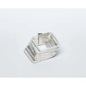 Set of 7 Silver Stacked Square Rings