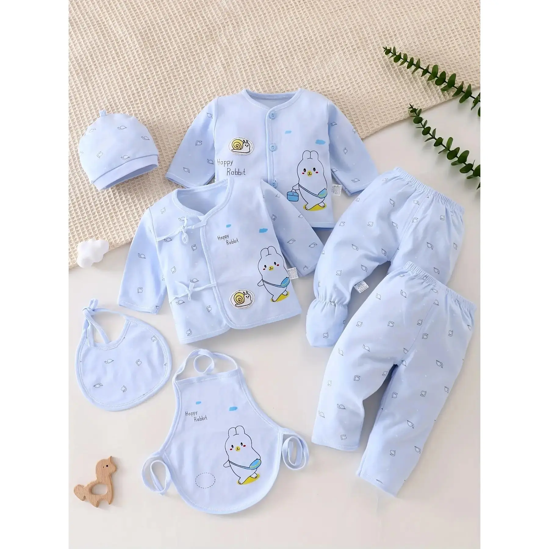 Newborn Pale Yellow Chick Print 7-Piece Clothing Set Long Sleeve Tops Pants Bibs Hat Layette Baby Shower Gift Kit # Baby Dri-FIT Mesh Shorts Set