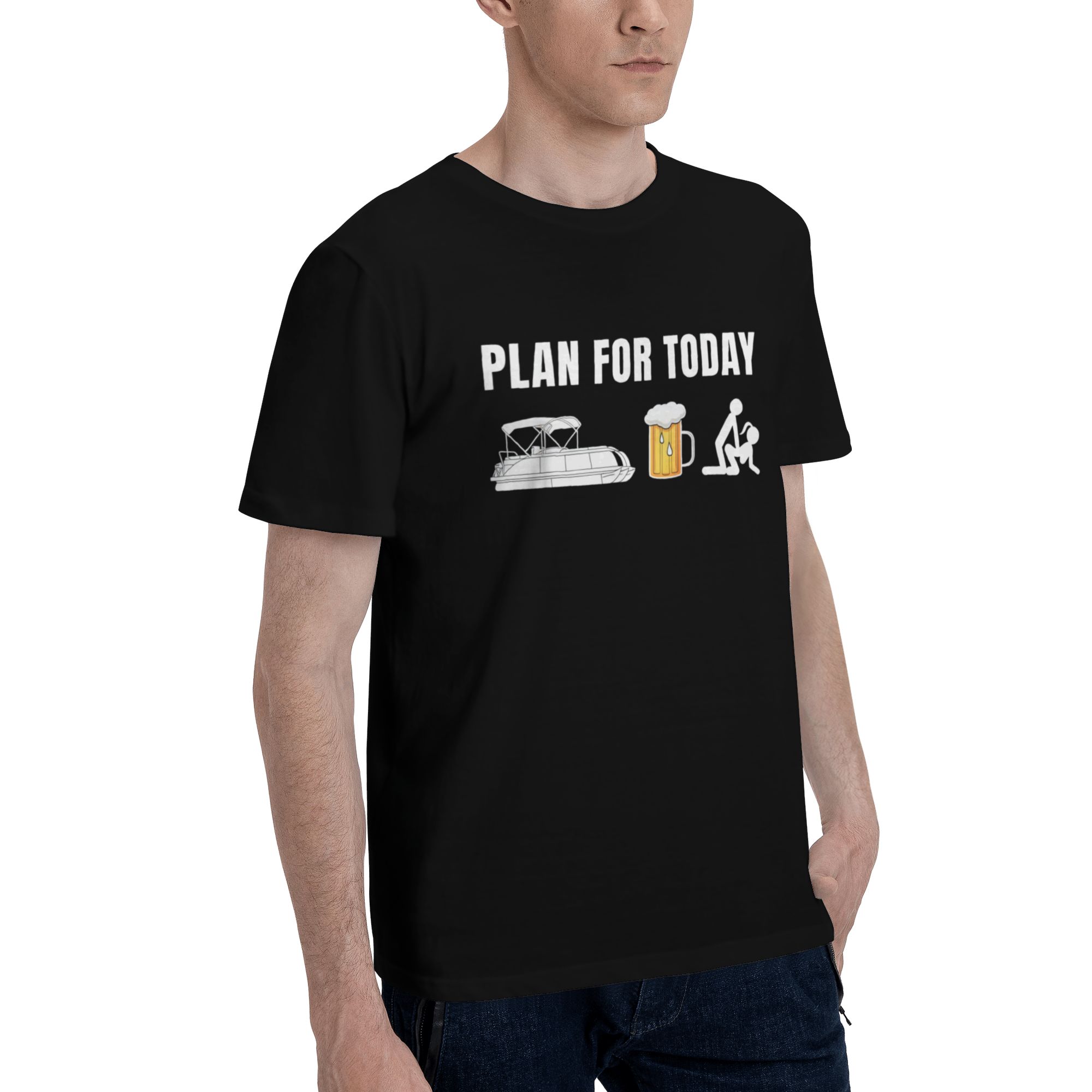 Plan For Today Pontoon Boat Beer Adult Humor T-Shirt Funny Boating Tee