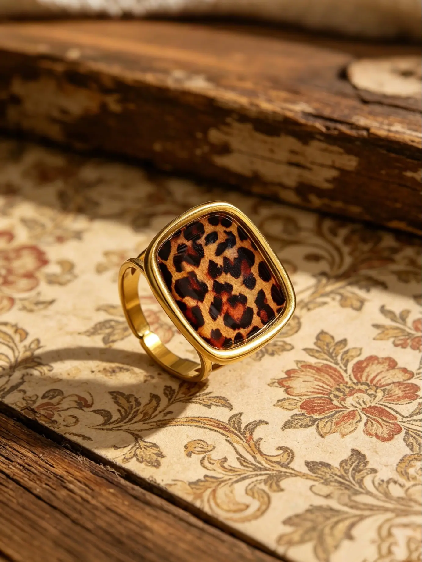 1 Mother's Day gift 🔥 [Retro Hong Kong Style] Gold Leopard Patch Vintage Ring Light Luxury Niche Design American Retro Trendy Cool European and American Personalized Open Ring Daily Street Dating Eye catching Artifact Open Adjustable Rings