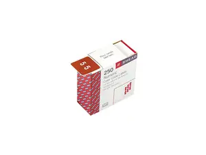 Smead 67425 Single Digit End Tab Labels, Number 5, White-on-Brown, 250/Roll