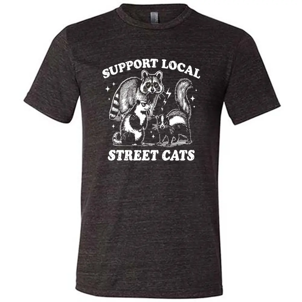 Unisex Graphic Tshirt, Support Local Street Cats Print, Loose-Fit Top for Sports and Outdoor Activities