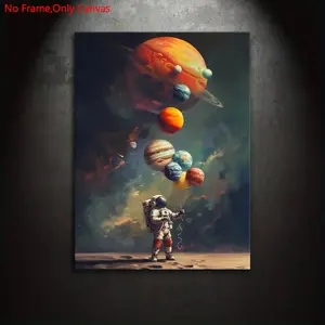 1 piece/set frameless canvas painting print poster, classic surrealism art, planet balloon, a perfect gift for space exploration enthusiasts, ideal gift for bedroom, living room, dorm hallway, kitchen, mural, wall decoration, room decoration